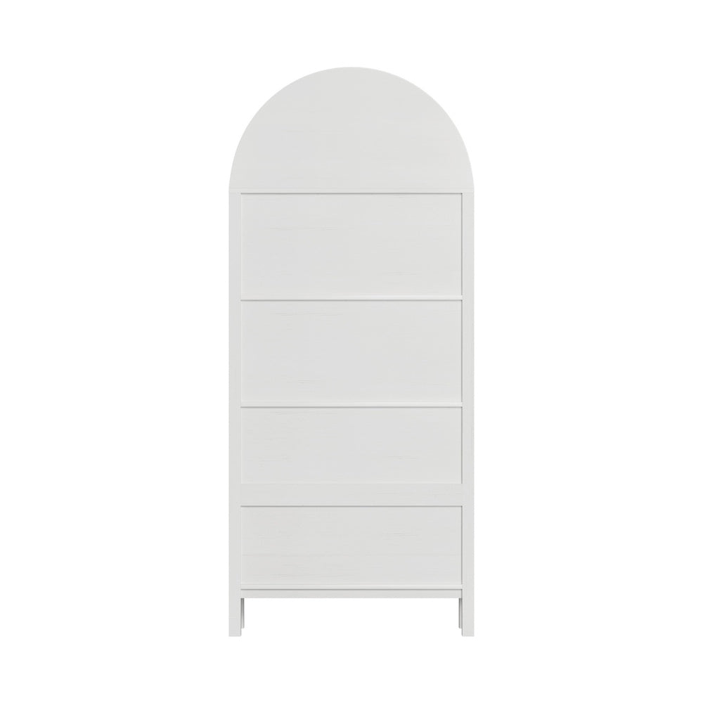 Bookshelf – Arch Top, 3 Shelves + 2‑Door Cabinet, White, 180cm