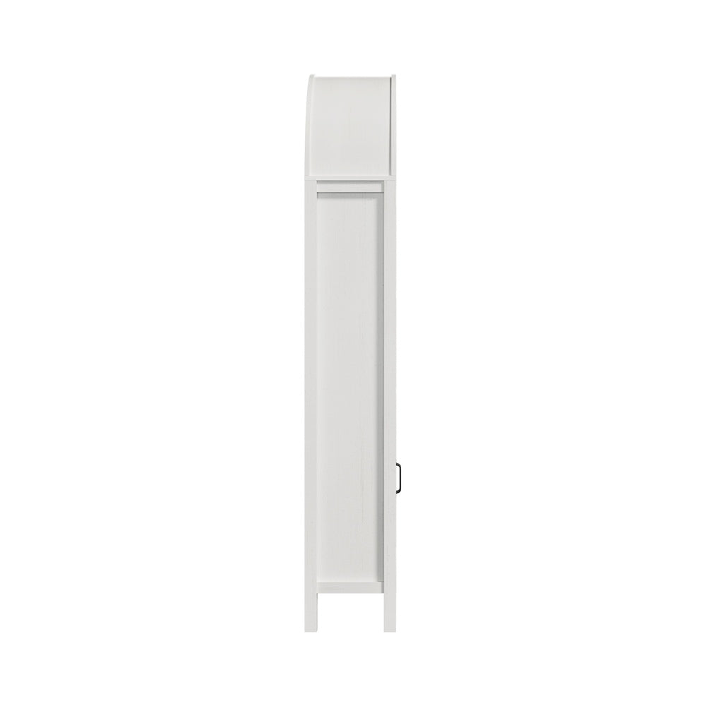 Bookshelf – Arch Top, 3 Shelves + 2‑Door Cabinet, White, 180cm