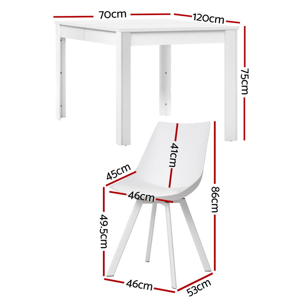 1 Artiss Dining Table and 4 Chairs Set Rectangle White