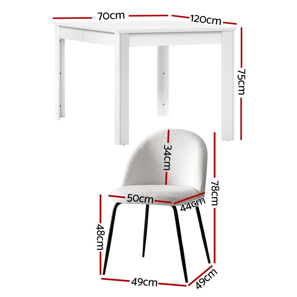 1 Artiss Dining Table and 4 Chairs Set White Sherpa