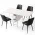 Gateleg Folding Dining Set – 4 Chairs, 150cm Extendable Table, White/Black