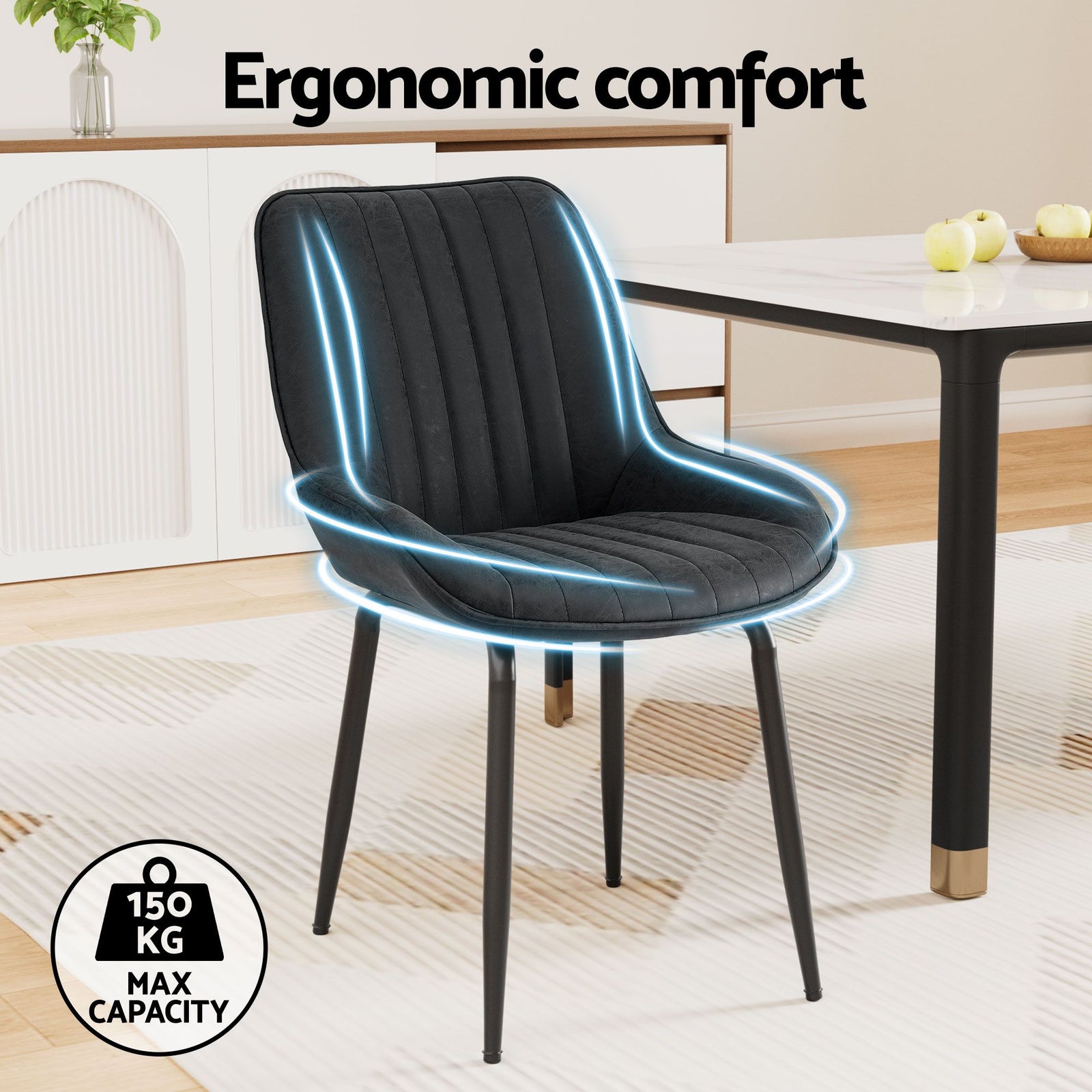 Gateleg Folding Dining Set – 4 Chairs, 150cm Extendable Table, White/Black