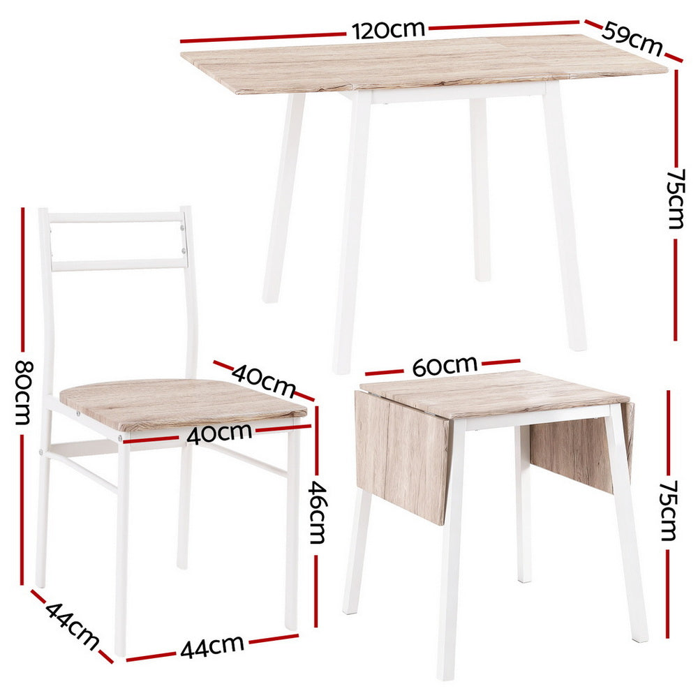 Dining Table and Chairs Set 5pcs Foldable Kitchen Furniture Natural White