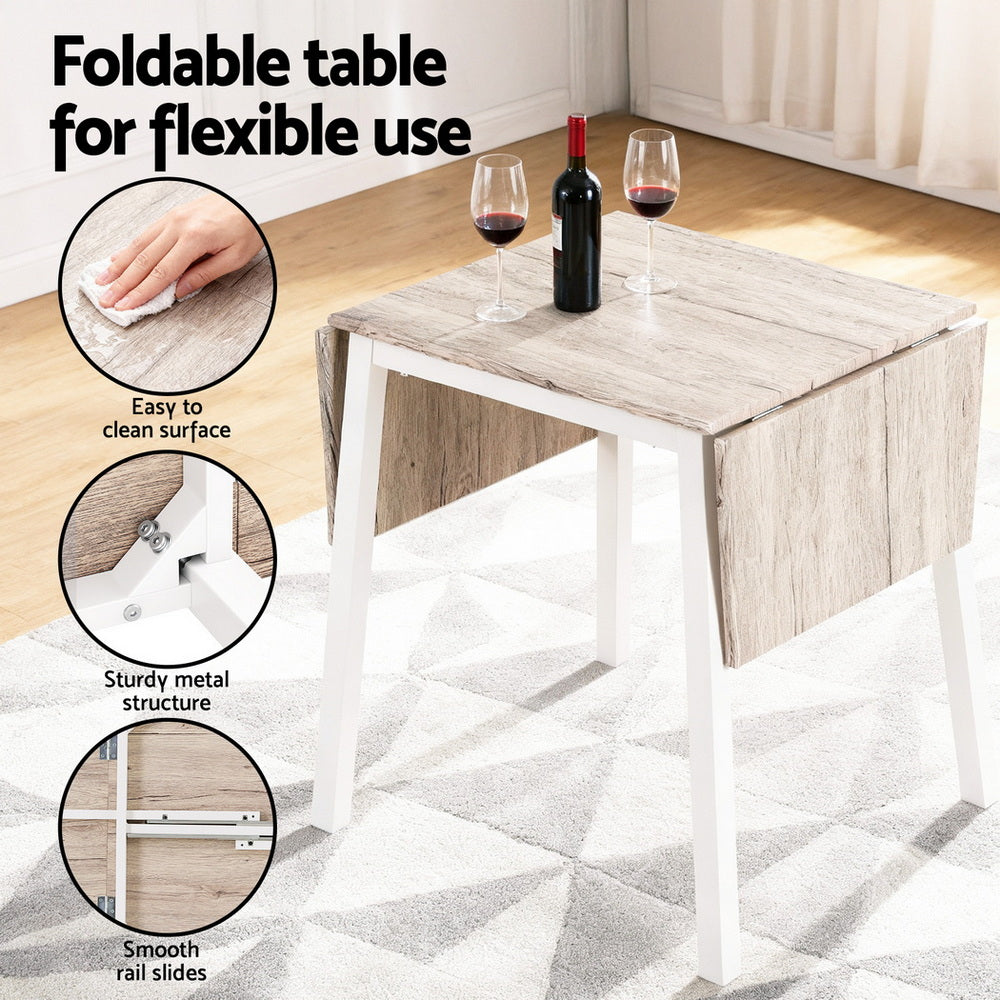 Dining Table and Chairs Set 5pcs Foldable Kitchen Furniture Natural White