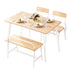 Dining Table and Chairs Set of 4 Bench Kitchen Furniture Natural and White