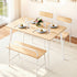 Dining Table and Chairs Set of 4 Bench Kitchen Furniture Natural and White