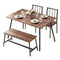 Dining Table and Chairs Set of 4 Bench Kitchen Furniture Rustic Brown