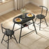 Dining Table Set 3PC Bistro Kitchen Storage Wine Rack Black Marble Style