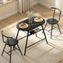 Dining Table Set 3PC Bistro Kitchen Storage Wine Rack Black Marble Style