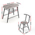 Oval Dining Table Set 3PC Space-Saving Bistro Kitchen Storage Wine Rack Grey
