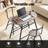 Oval Dining Table Set 3PC Space-Saving Bistro Kitchen Storage Wine Rack Grey