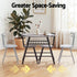 Oval Dining Table Set 3PC Space-Saving Bistro Kitchen Storage Wine Rack Grey
