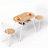 Oval Dining Table Set 3PC Space-Saving Bistro Kitchen Storage Wine Rack Natural White