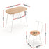 Oval Dining Table Set 3PC Space-Saving Bistro Kitchen Storage Wine Rack Natural White