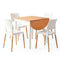 5‑Piece Drop‑Leaf Dining Set – 75–110cm Table + 4 Chairs, White/Pine