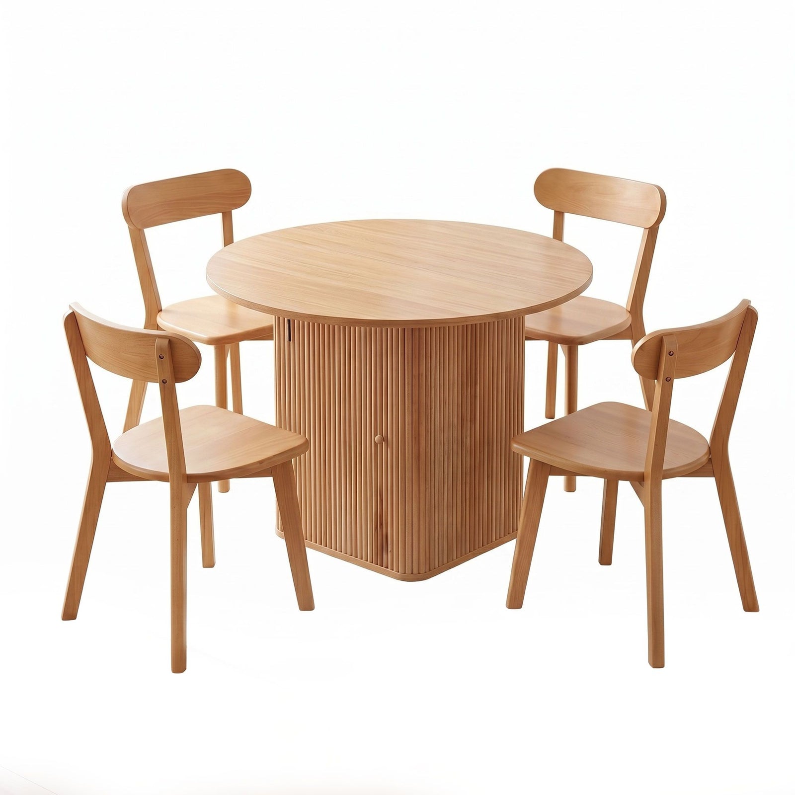 4‑Seater Dining Set – 100cm Square Table + Rubberwood Chairs, Pine/Natural