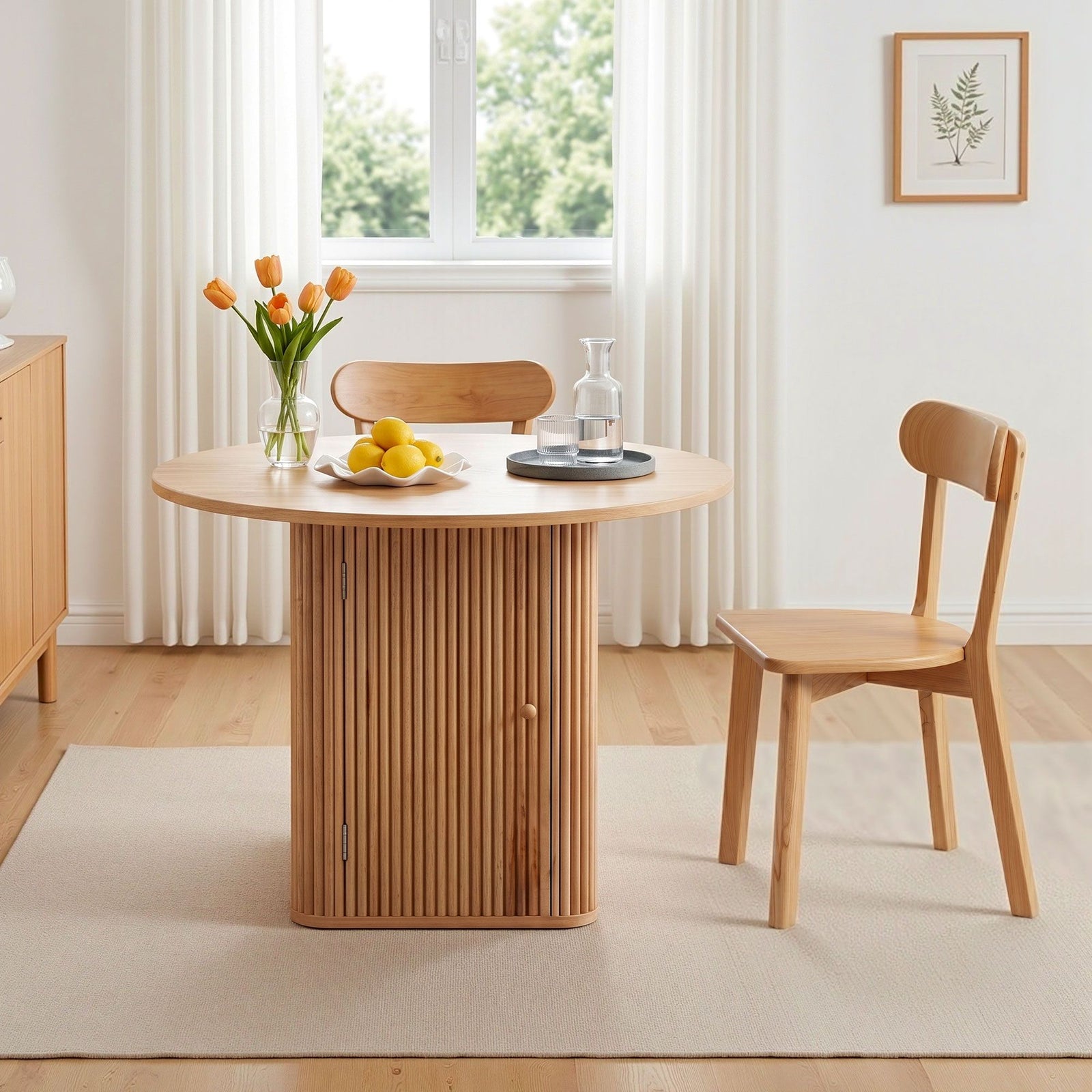 4‑Seater Dining Set – 100cm Square Table + Rubberwood Chairs, Pine/Natural