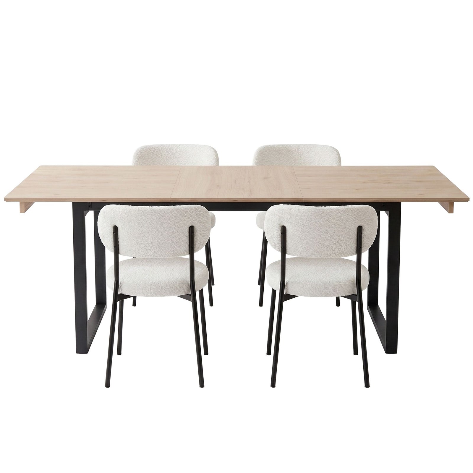 5‑Piece Extendable Dining Set – 140–200cm Table + 4 Sherpa Chairs, White