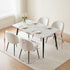 Dining Set 5‑Piece – 150cm White Marble Table + 4 Sherpa Chairs, White