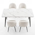 Dining Set 5‑Piece – 150cm White Marble Table + 4 Sherpa Chairs, White
