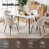 Dining Set 5‑Piece – 150cm White Marble Table + 4 Sherpa Chairs, White