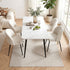 Dining Set 5‑Piece – 150cm White Marble Table + 4 Sherpa Chairs, White