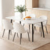 Dining Set 5‑Piece – 150cm White Marble Table + 4 Sherpa Chairs, White