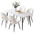 5‑Piece Dining Set – 150cm Marble Table + 4 Sherpa Chairs, White/Black