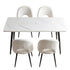 5‑Piece Dining Set – 150cm Marble Table + 4 Sherpa Chairs, White/Black