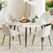 Artiss 5PC Marble Dining Table Set White Round Table 4 Sherpa Chairs