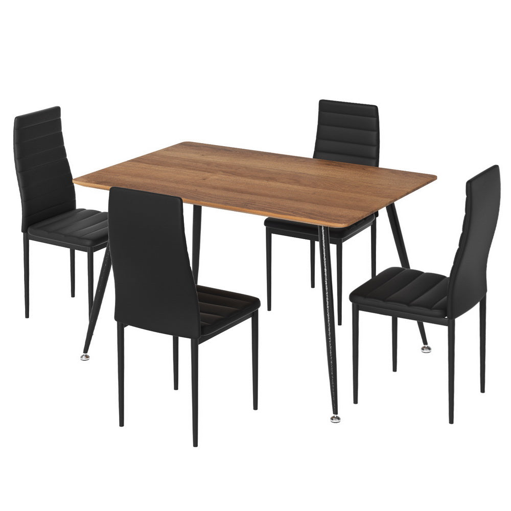 1 Artiss Dining Table and 4 Chairs Set Rectangle Metal