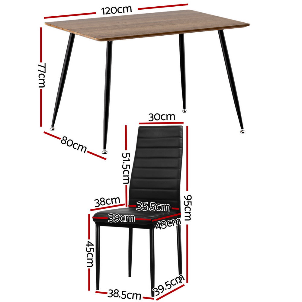 1 Artiss Dining Table and 4 Chairs Set Rectangle Metal