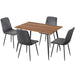 1  Dining Table and 4 Chairs Set Grey Velvet