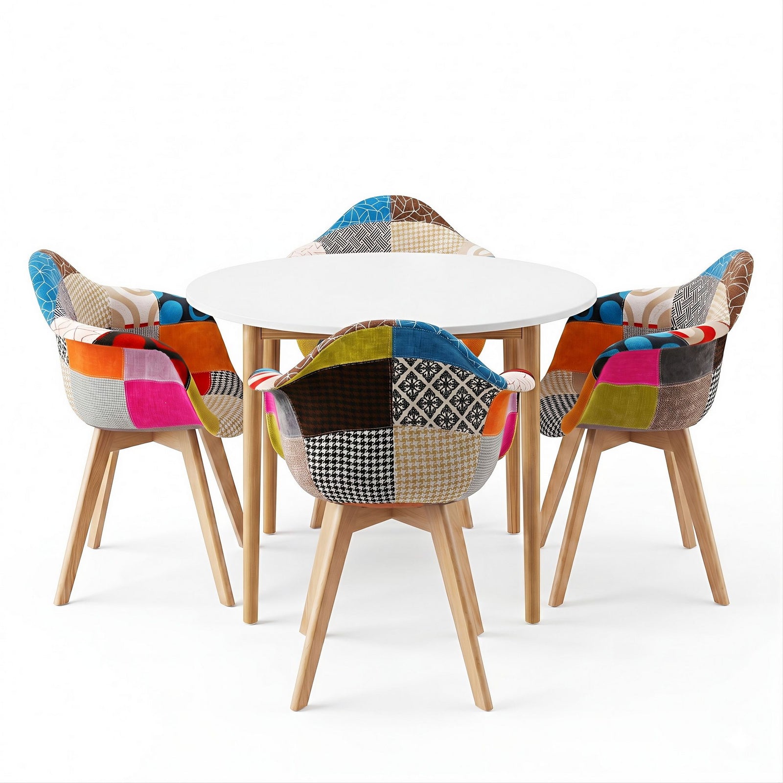 Artiss 1  Dining Table and 4 Mid Century Chairs Set White