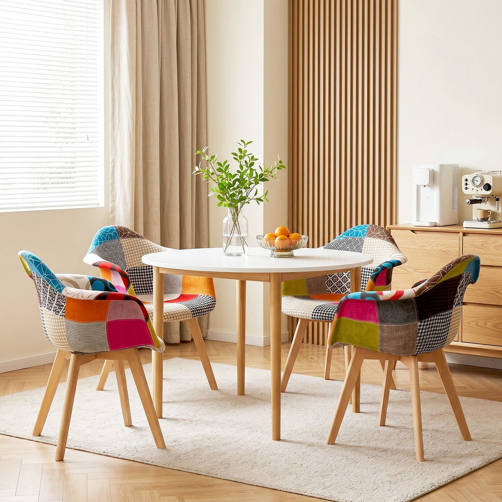 Artiss 1  Dining Table and 4 Mid Century Chairs Set White