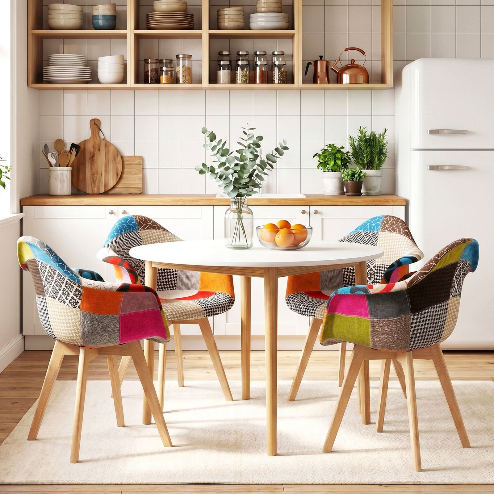 Artiss 1  Dining Table and 4 Mid Century Chairs Set White