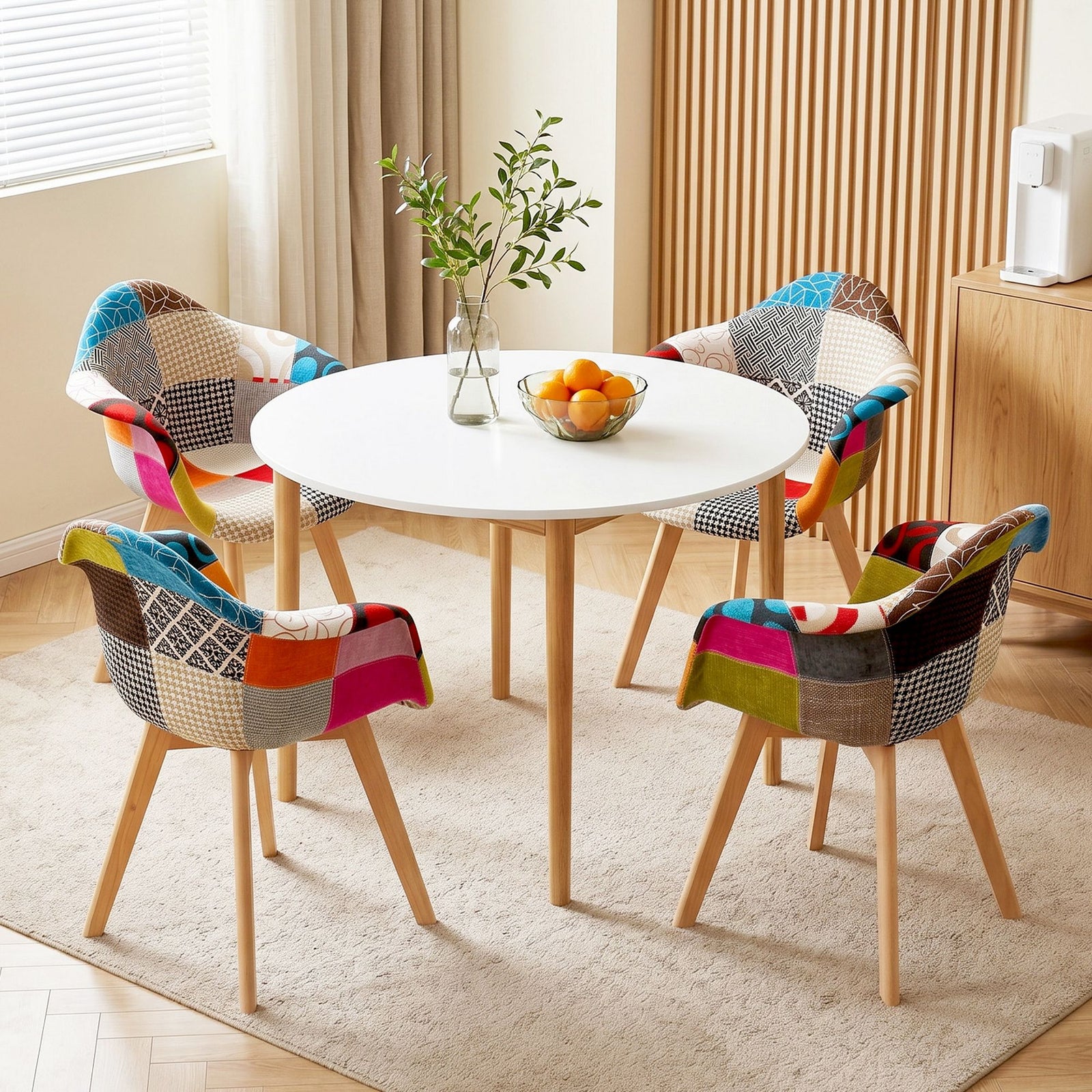 Artiss 1  Dining Table and 4 Mid Century Chairs Set White