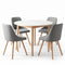 Artiss Round Dining Table Set 5‑Piece – White/Natural Wood & Grey Fabric Chairs