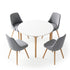 Artiss Round Dining Table Set 5‑Piece – White/Natural Wood & Grey Fabric Chairs