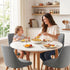 Artiss Round Dining Table Set 5‑Piece – White/Natural Wood & Grey Fabric Chairs