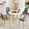 Artiss 5PC Dining Table Set White Round Table 4 Grey Fabric Chairs