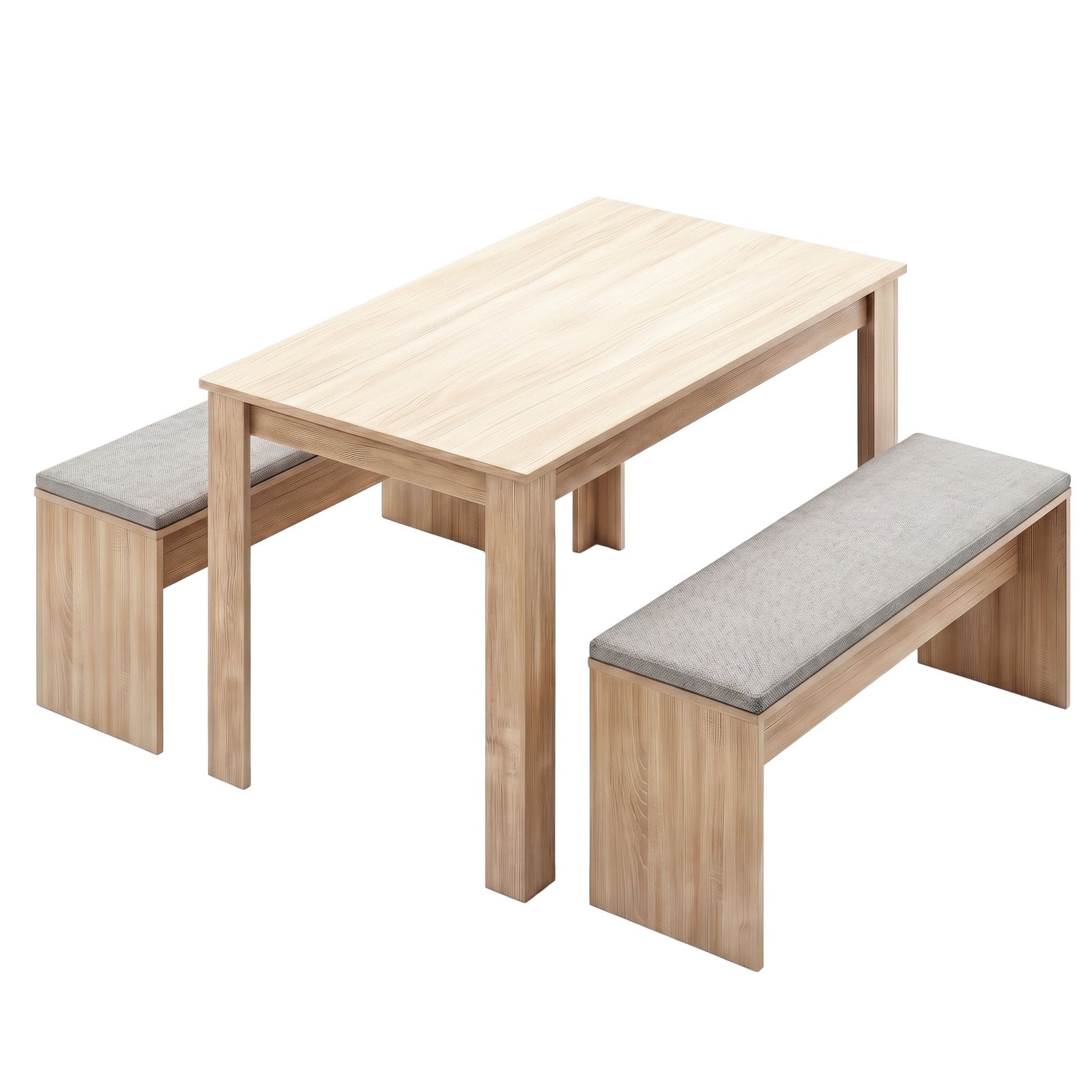 Artiss 3‑Piece Dining Set – 120cm Oak Table + 2 Faux Linen Chairs, Modern Design