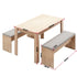 Artiss 3‑Piece Dining Set – 120cm Oak Table + 2 Faux Linen Chairs, Modern Design