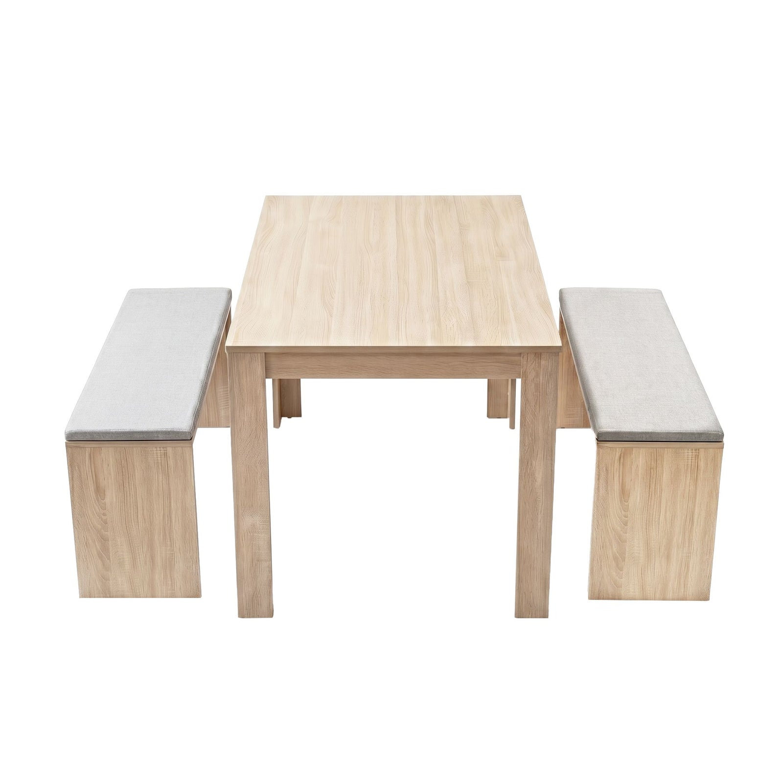 Artiss 3‑Piece Dining Set – 120cm Oak Table + 2 Faux Linen Chairs, Modern Design