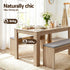 Artiss 3‑Piece Dining Set – 120cm Oak Table + 2 Faux Linen Chairs, Modern Design