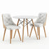 3‑Piece Round Dining Set – 90cm Table + 2 PU Leather Chairs, White
