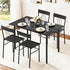 Dining Table and Chairs Set of 5 Compact Kitchen Furniture Marble Black