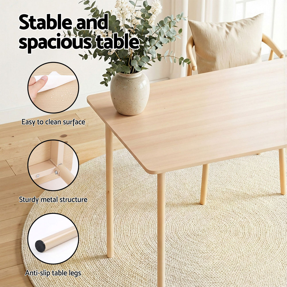Artiss 5 Piece Dining Set 4 Seater Scandi Table and Chairs Compact Natural Green