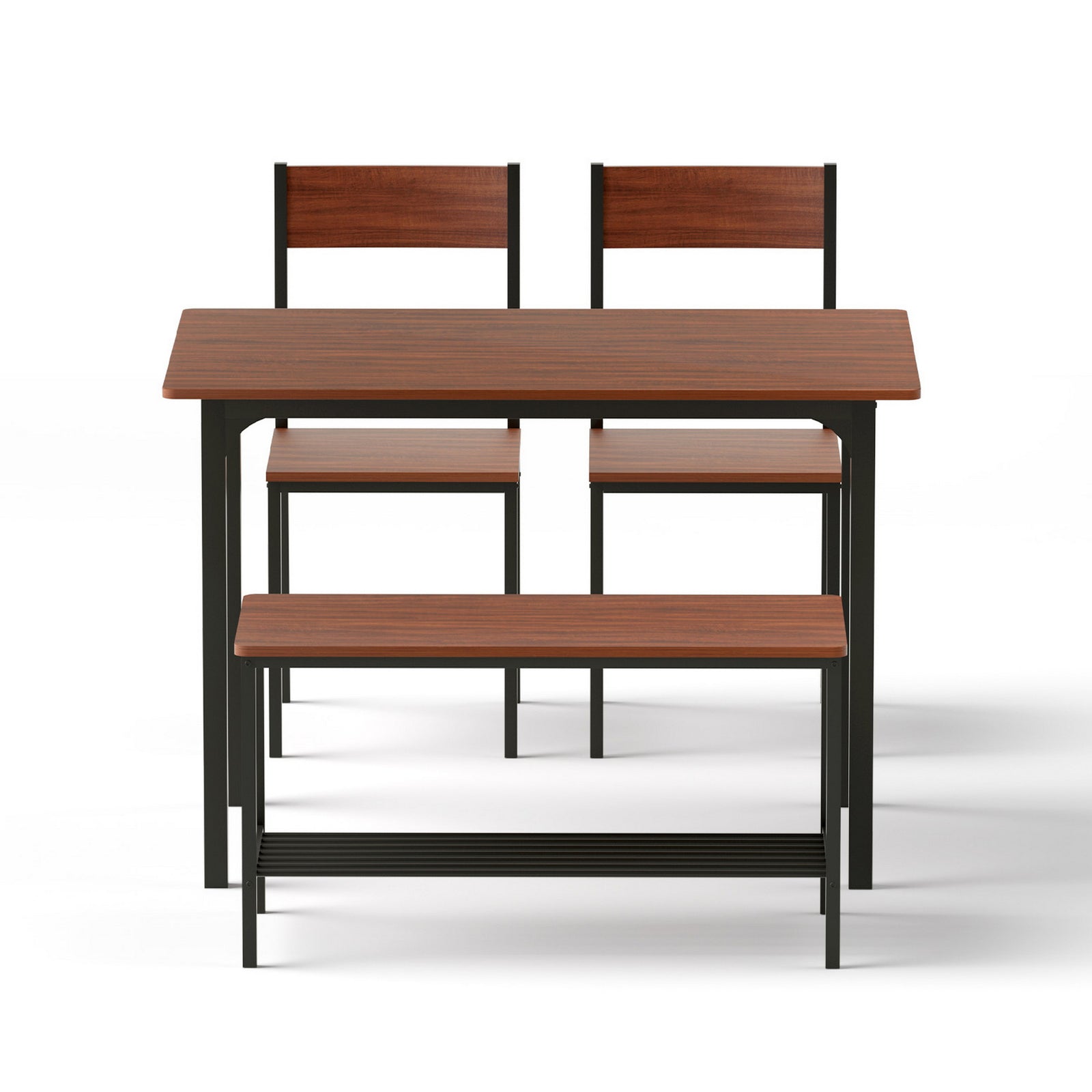 Dining Table and Chairs Set of 4 Storage Bench Kitchen Furniture Walnut