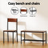 Dining Table and Chairs Set of 4 Storage Bench Kitchen Furniture Walnut